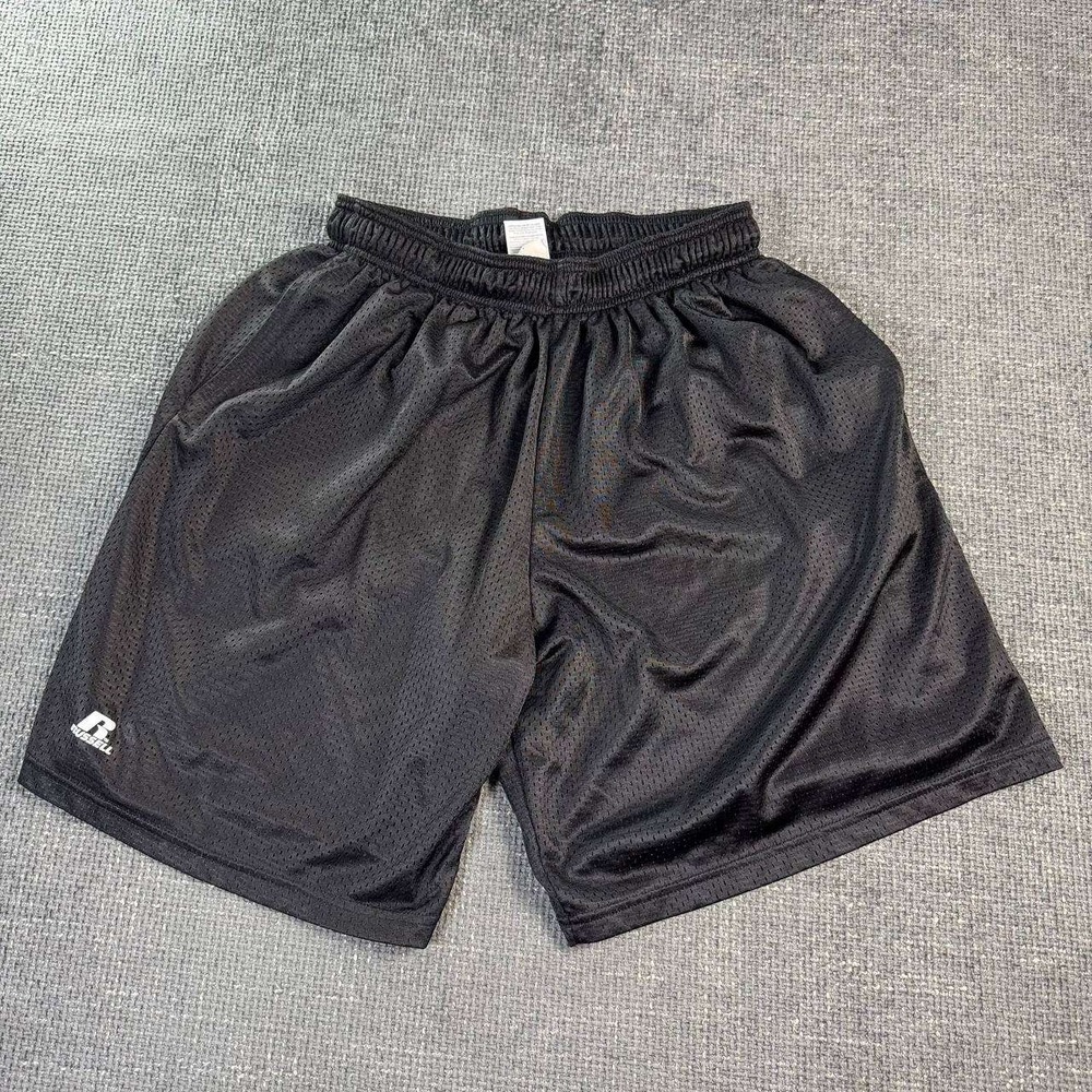 Russell Athletic Mesh Gym Shorts Mens Large Black Y2K Sporty Athletic Wear